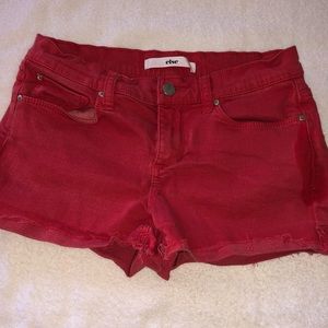 Else Red Denim Jean Shorts Distressed Sz 26 Cuffed